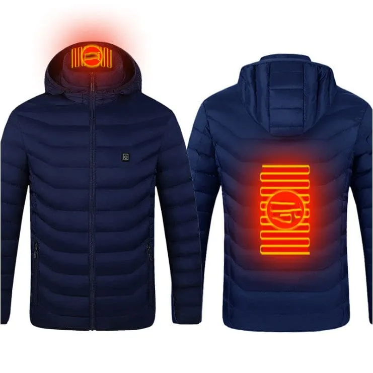 Men Fast Self-Heating USB Charger Hooded Winter Coat