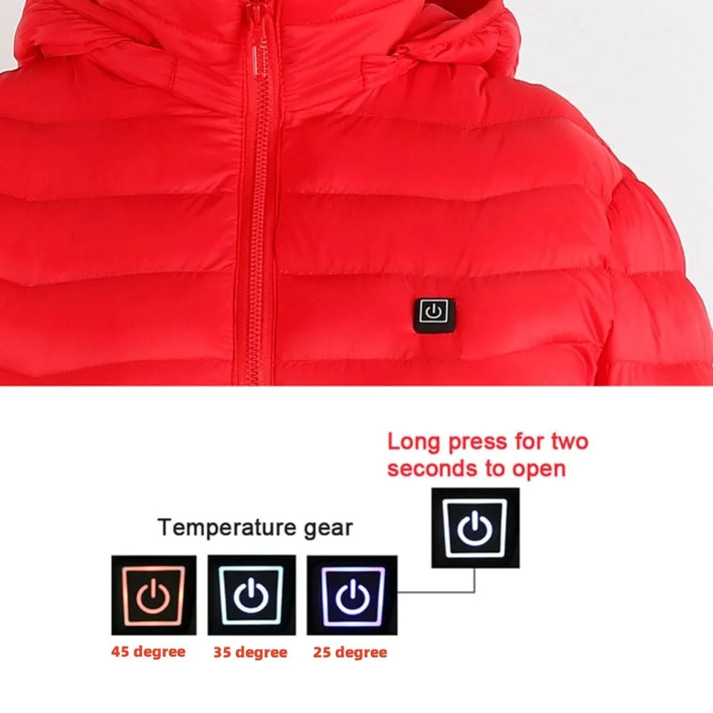 Men Fast Self-Heating USB Charger Hooded Winter Coat