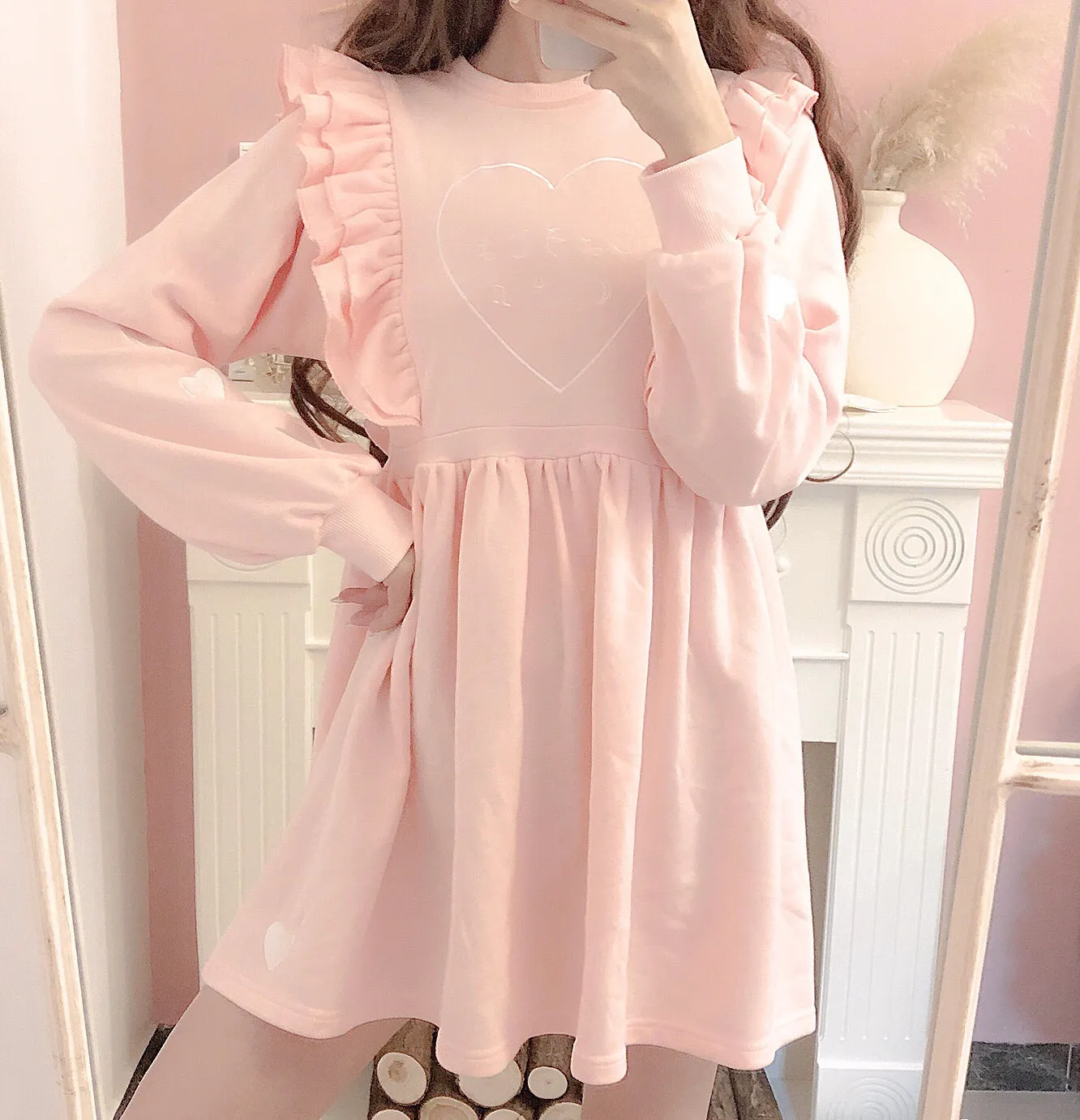 [Mid Season SALE] When Cotton Candy Met Peach Mousse Long Sleeve babydoll dress