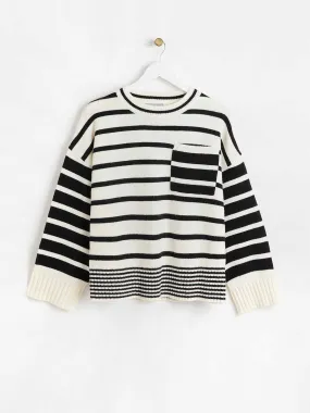 Monochrome stripe pocket jumper