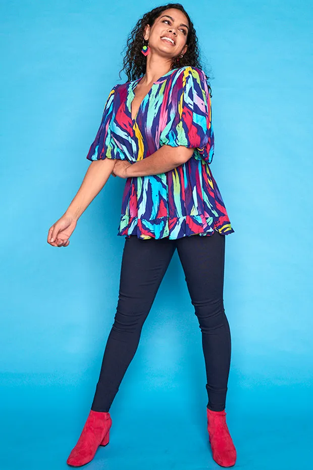 Monte Rainbow Zebra Blouse