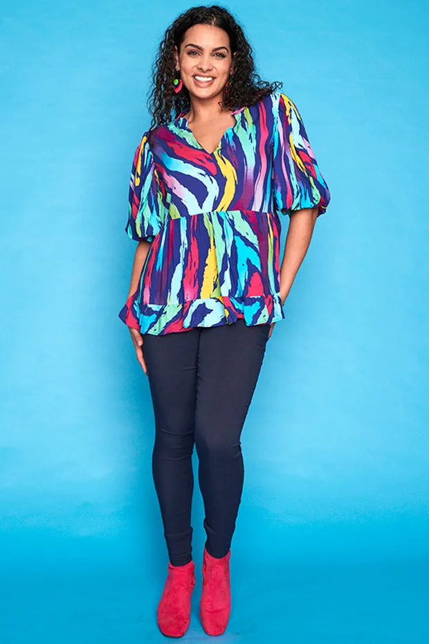 Monte Rainbow Zebra Blouse