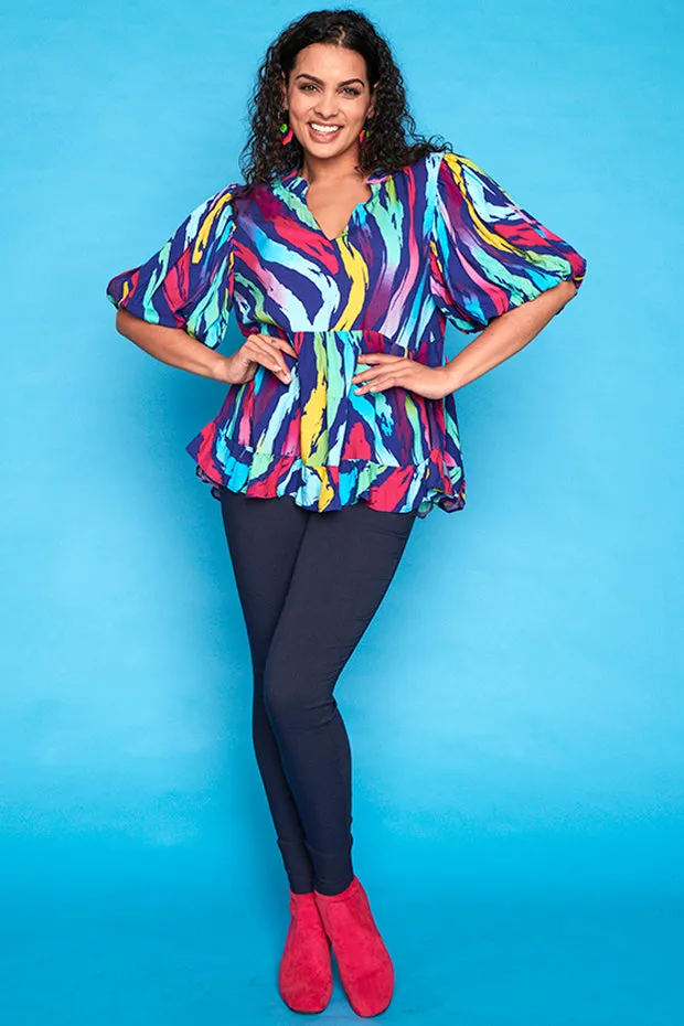 Monte Rainbow Zebra Blouse