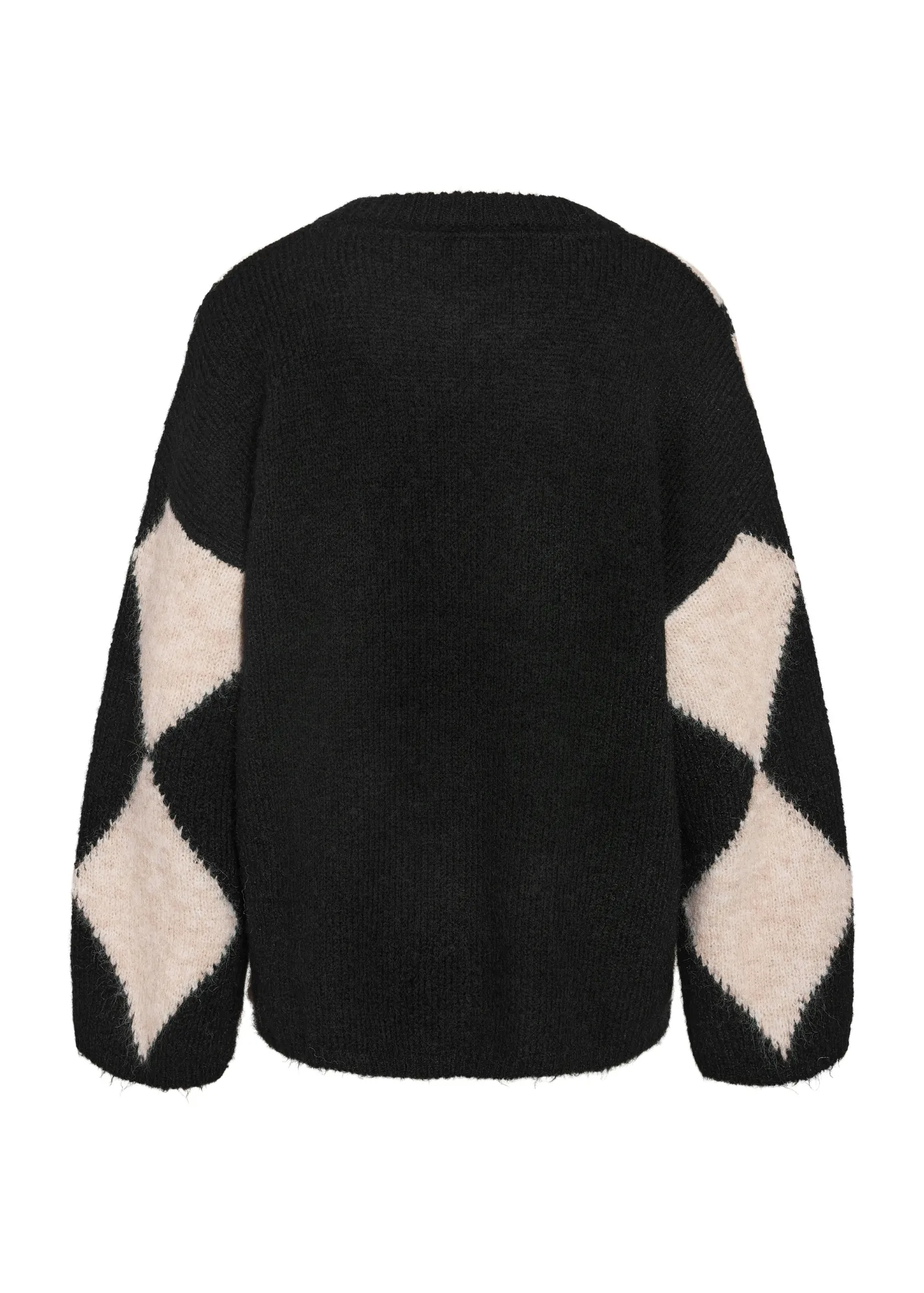 Noisy May - Black and White Diamond Knit Jumper