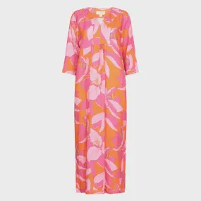 NOLOGO fruit flower pink linen maxi dress