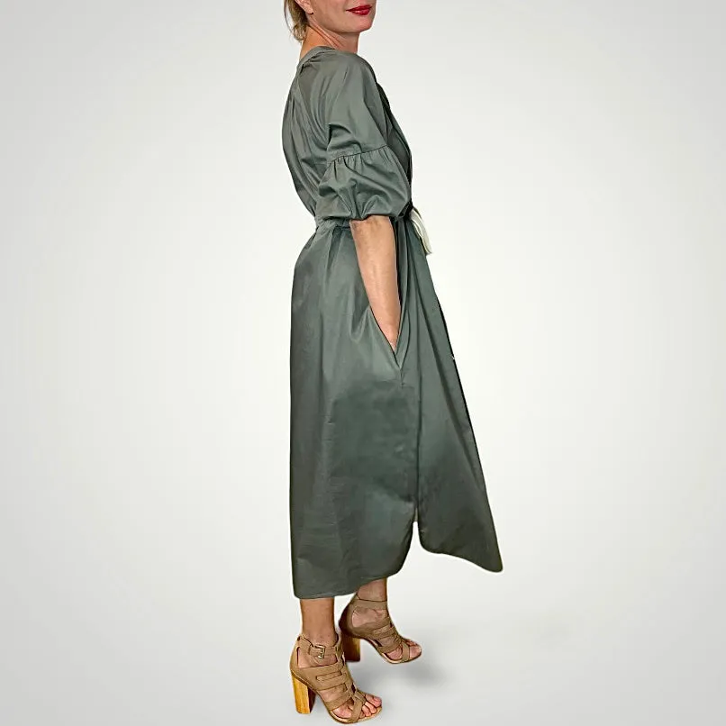 Origami Khaki Shirt Dress