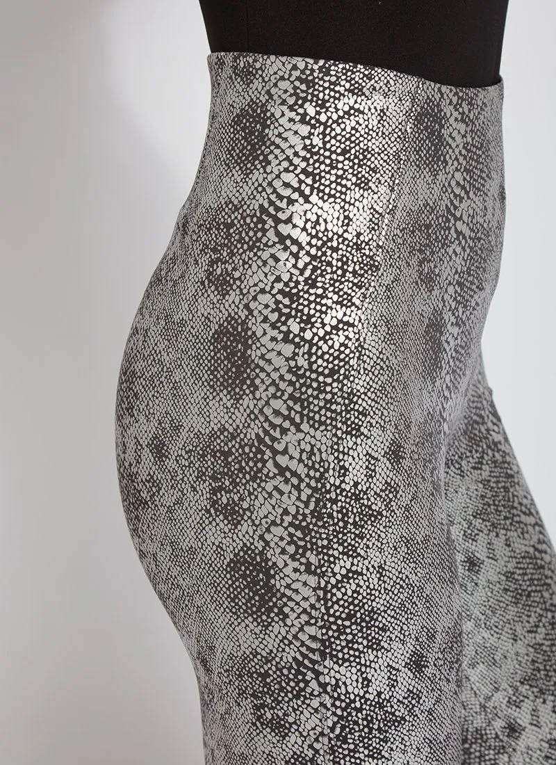 Patterned Matilda Foil Leggings, Sterling Snake