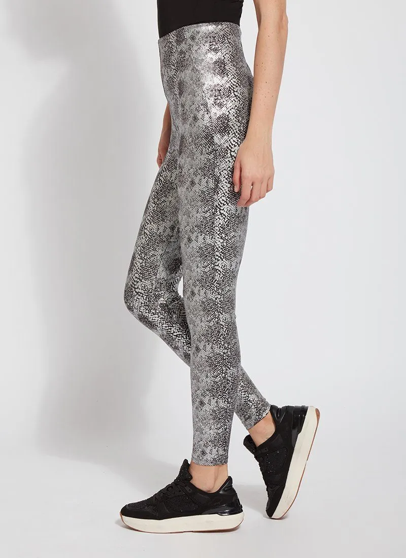 Patterned Matilda Foil Leggings, Sterling Snake