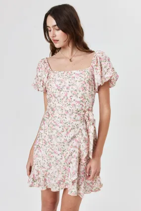 Pink Floral Wrap Dress