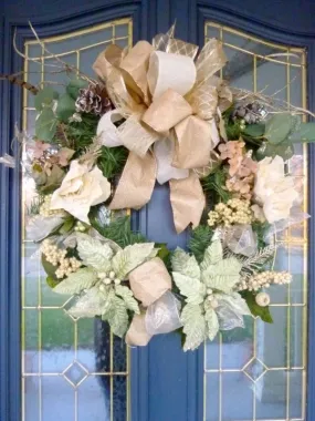 Poinsettia and Magnolia wreath, Christmas wreaths