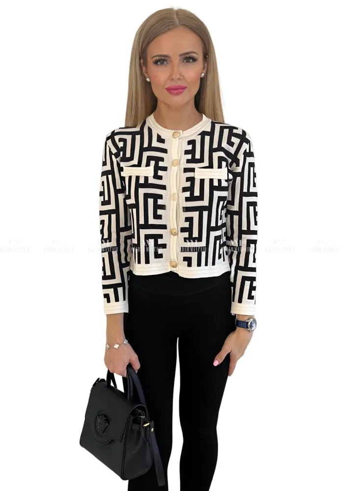 Polly Monochrome Geometric Cardigan