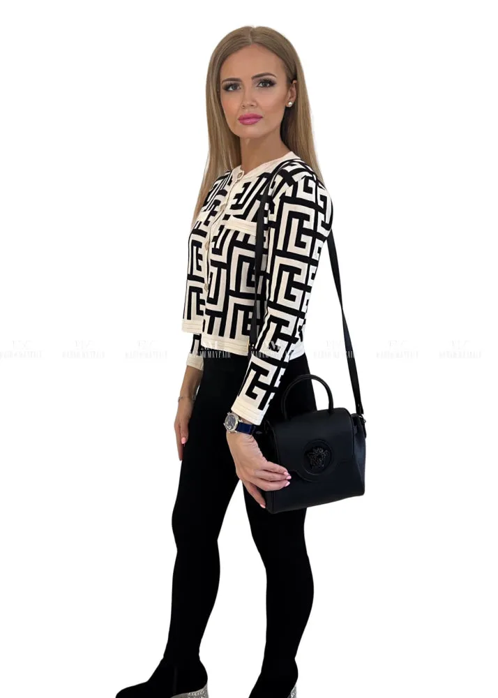 Polly Monochrome Geometric Cardigan