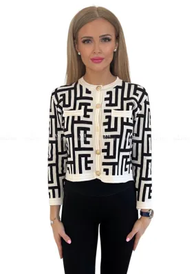 Polly Monochrome Geometric Cardigan