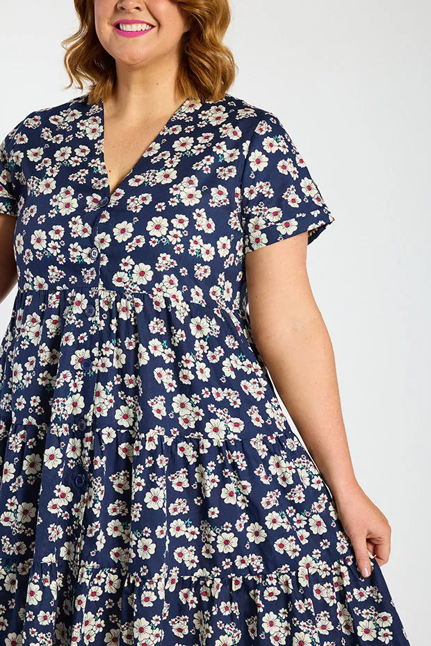 Popping Navy Daisy Dress