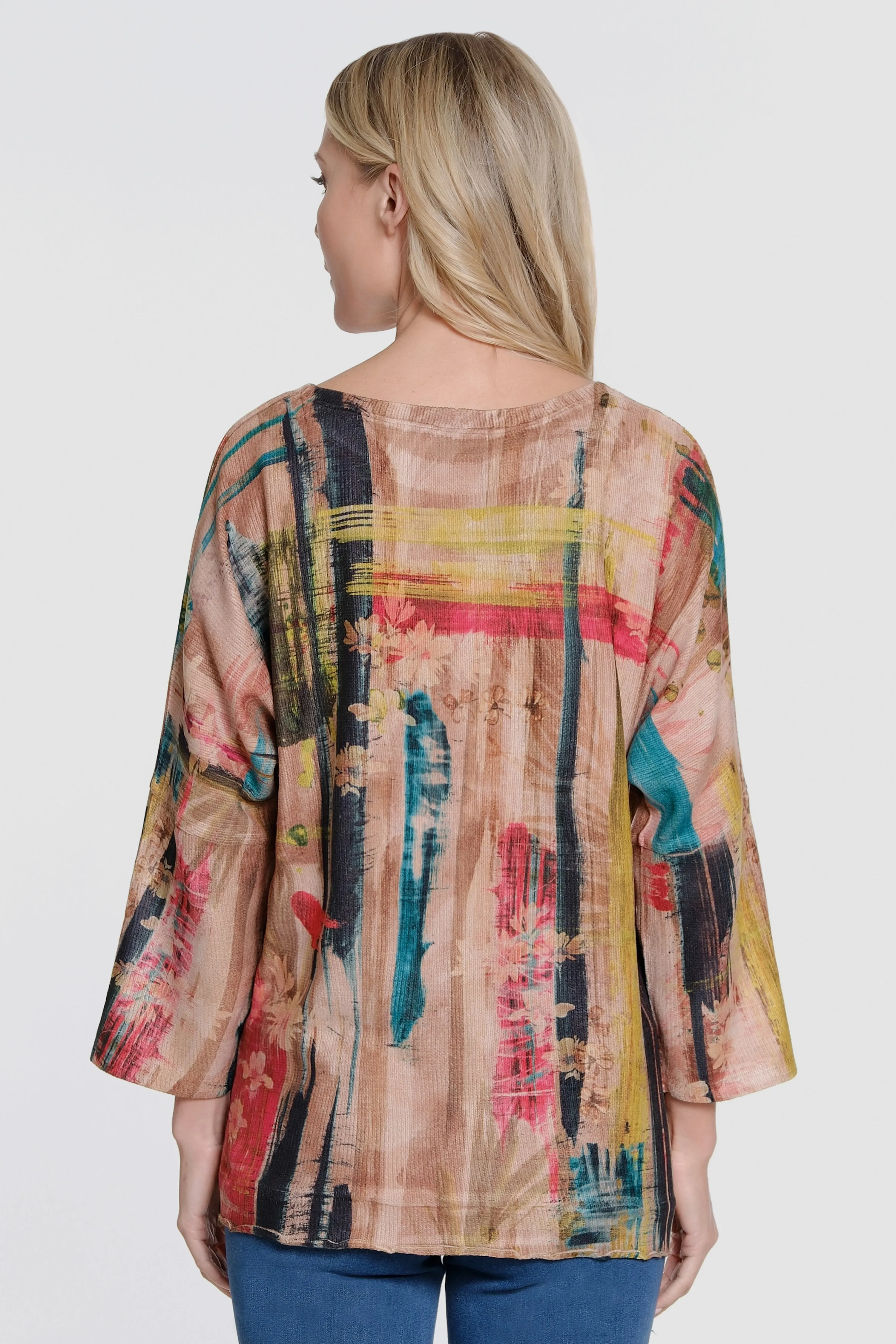 Printed Chenille Knit Tunic - Plus - Line Multi