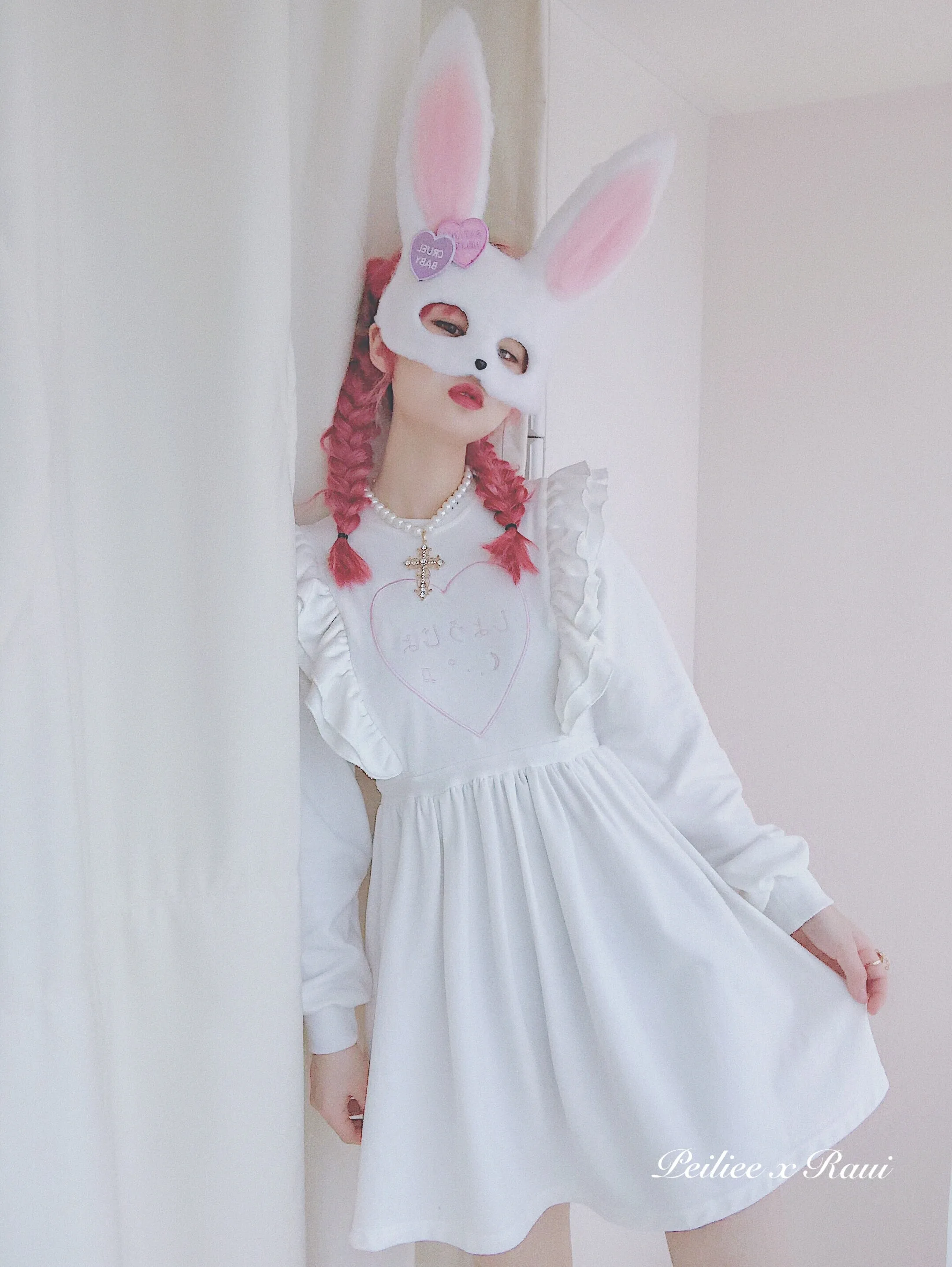 [Raui Design] Cotton Candy Met Peach Mousse Long Sleeve babydoll dress