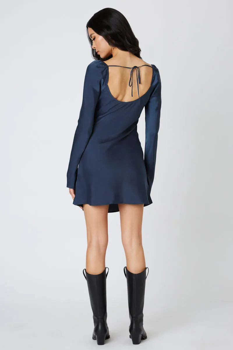 Raven Open Back Long Sleeve Mini Dress