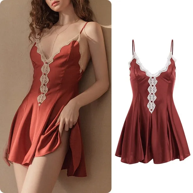 Sexy Lace V-Neck Sling Nightdress