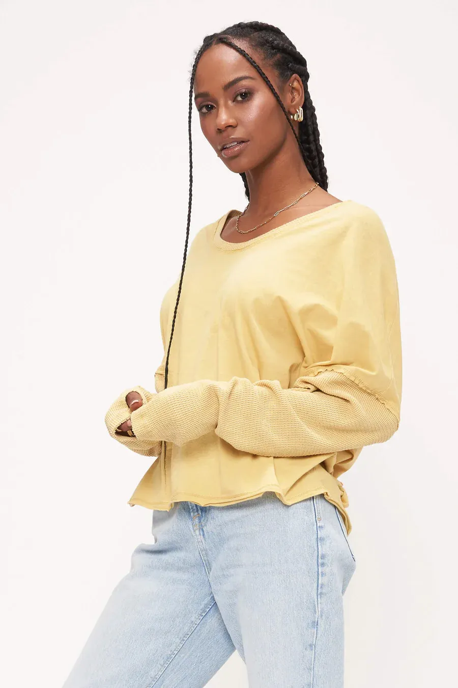 Show Me Love Thumbhole Long Sleeve - DW Sueded Chartreuse