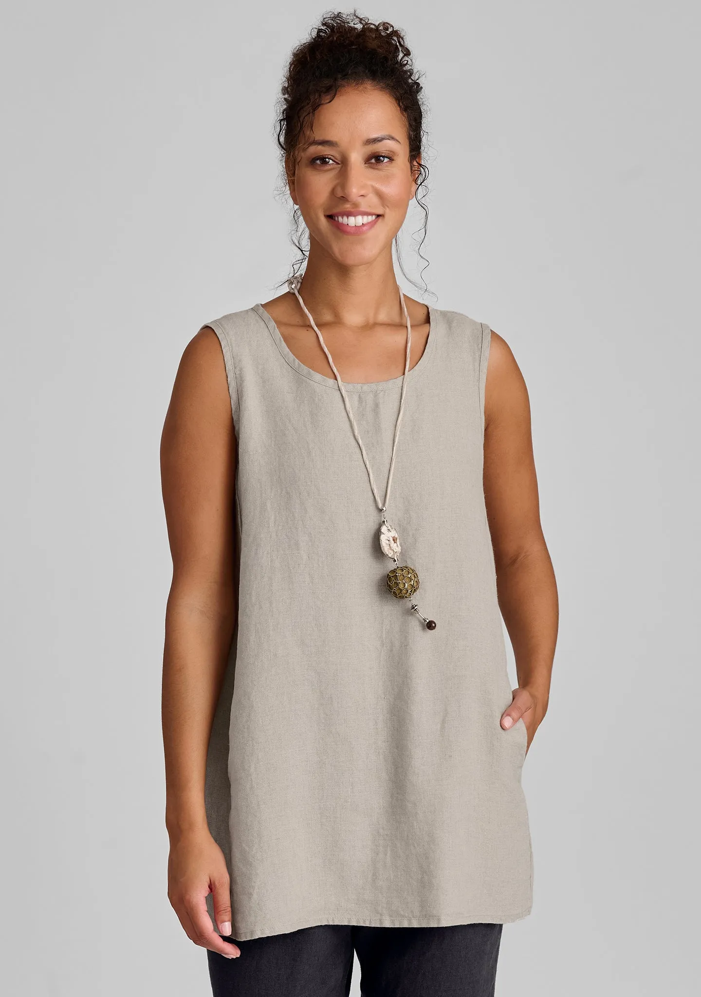 Side Pocket Tunic - Linen Tank Top