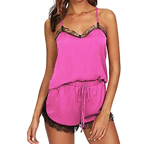 Sleeveless Strap Silky Satin Pajama Lingerie Set.