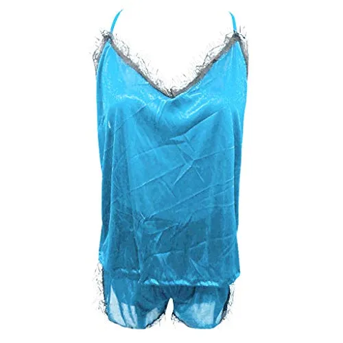 Sleeveless Strap Silky Satin Pajama Lingerie Set.