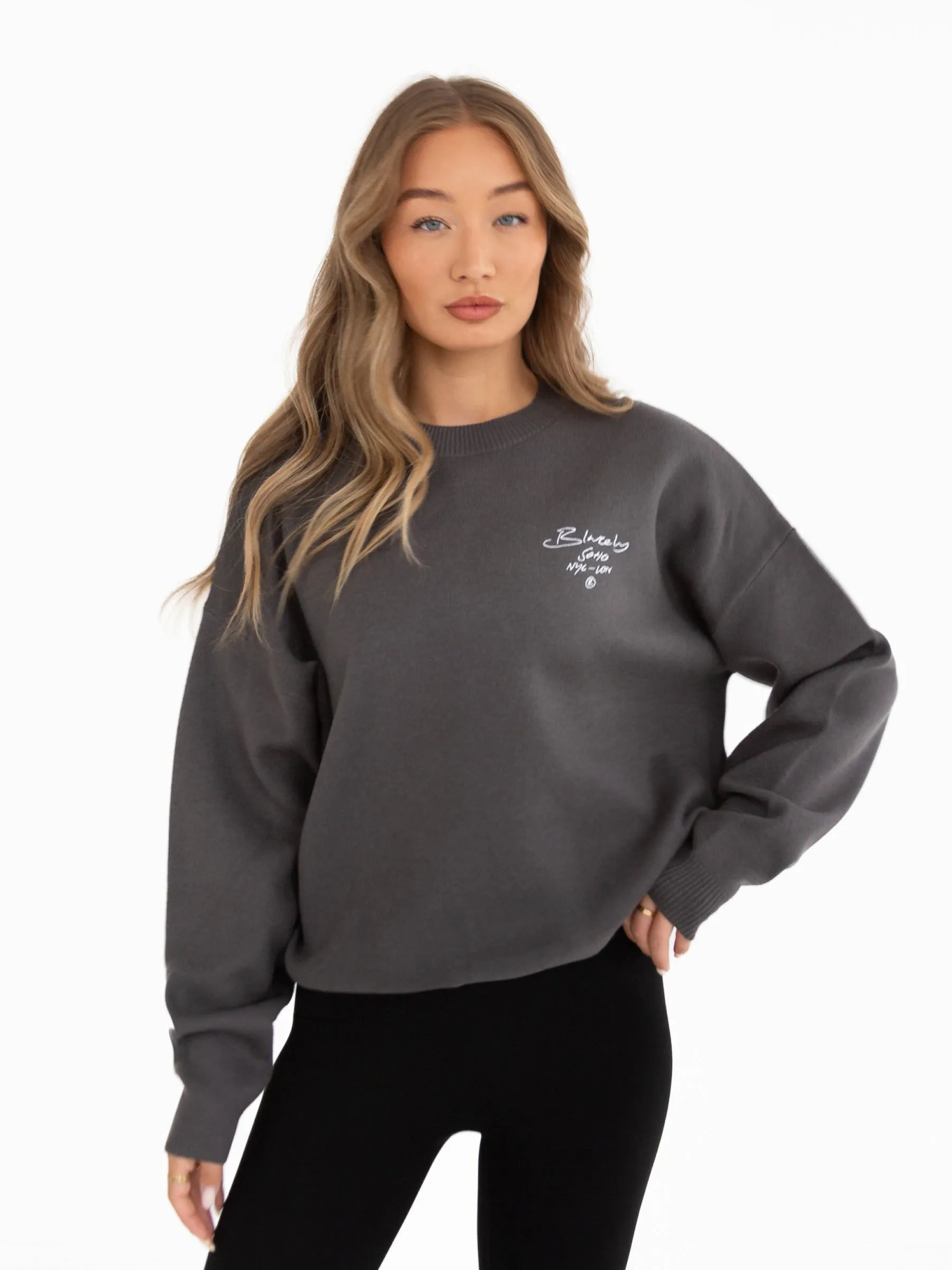 Soho Script Knitted Jumper - Charcoal