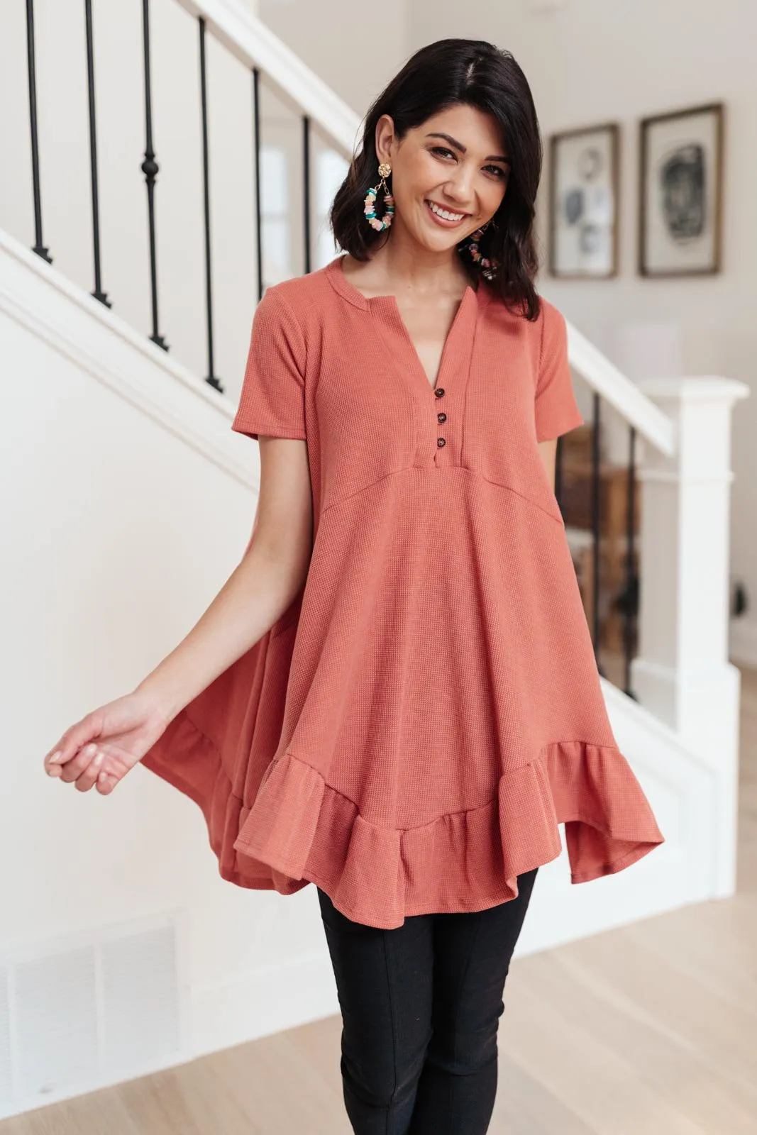 Sweet Breeze Tunic Dress in Rust