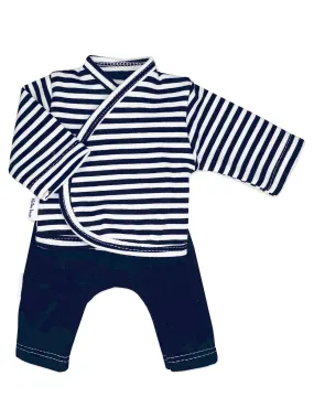 Top & Trouser Set, Navy & White Stripe