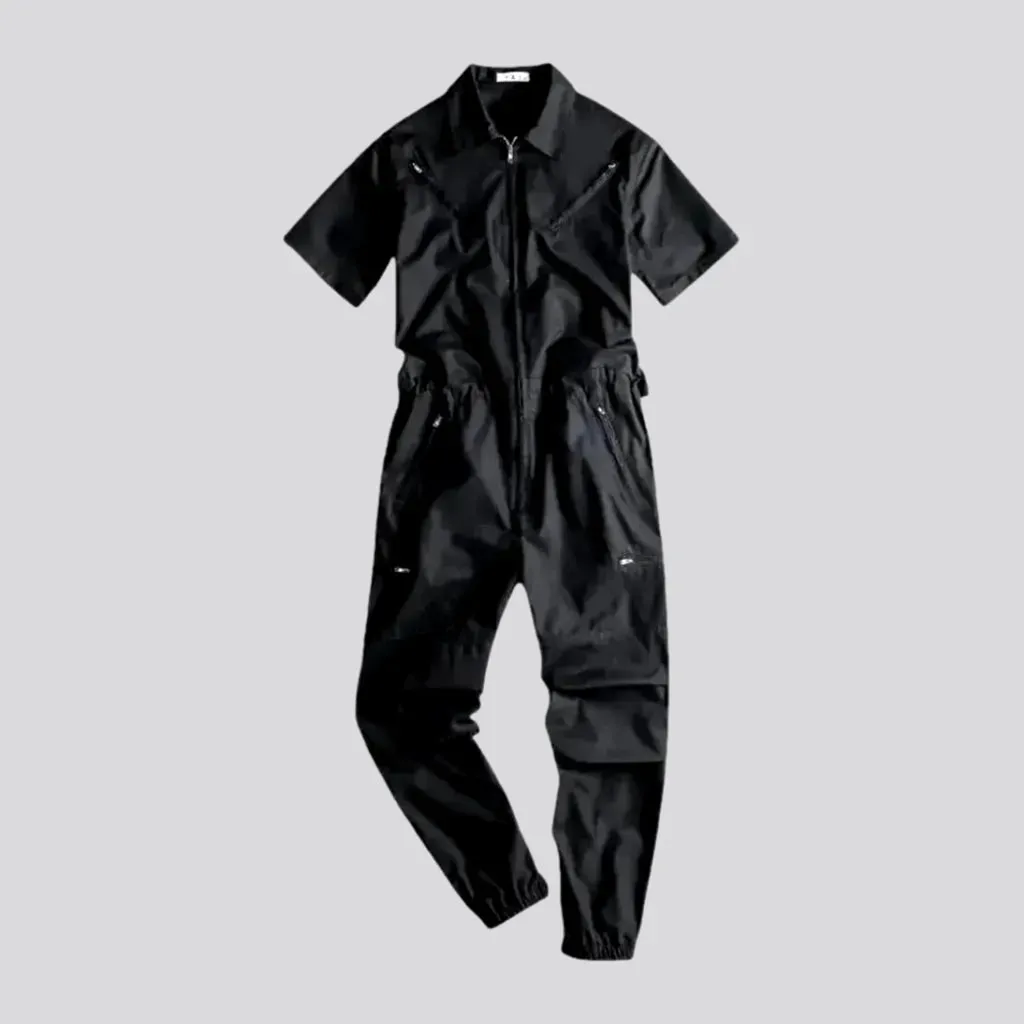 Versatile detachable worker denim jumpsuit for men