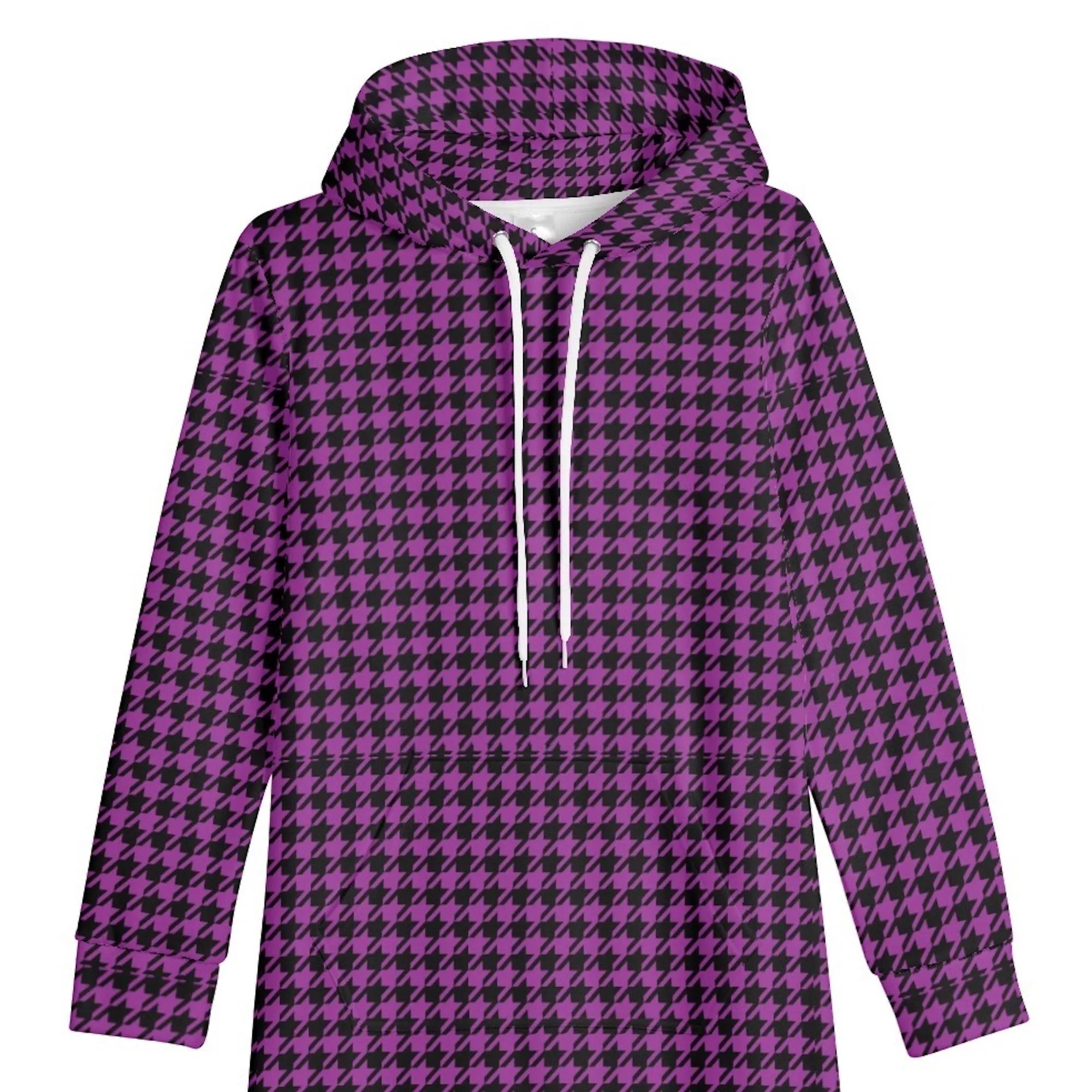 Winter Loungewear | Maxi Dress | Hooded Sweatshirt with Pockets | Plus-Petite Size | Houndstooth Purple dress