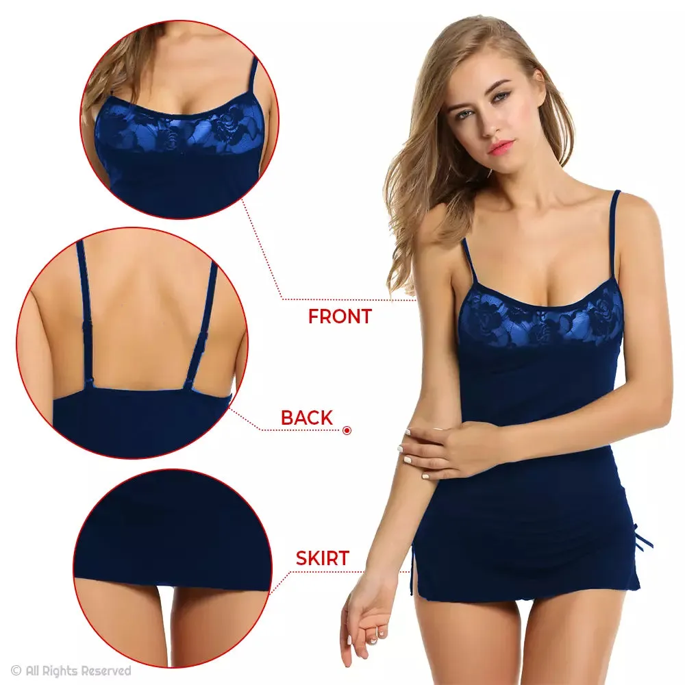 Women Nightwear Babydoll Dress with G-String Panty