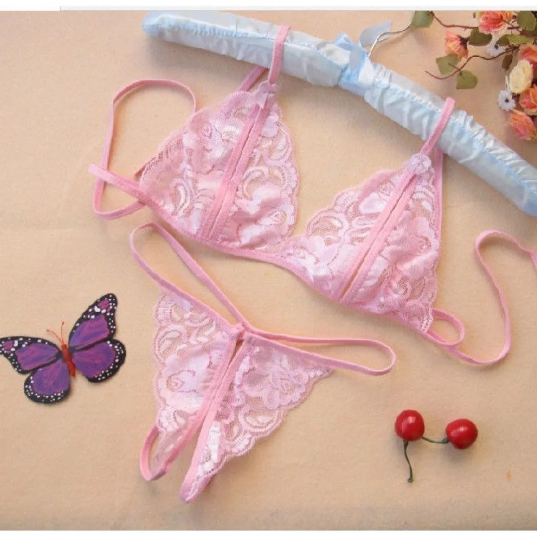 Women's Babydoll Bra and Panty Lace Lingerie Set